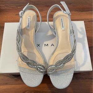 Alex Marie Clavia Silver/Clear Jeweled Sling Back - Size 8.5